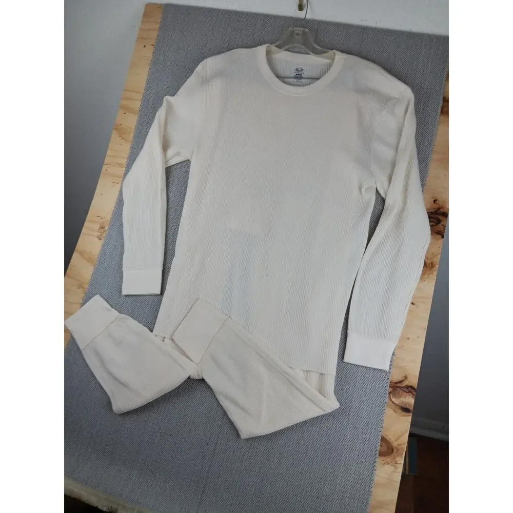 Vintage Fruit of the Loom Thermal‎ Long Johns Set Mens 2XL White Waffle Knit